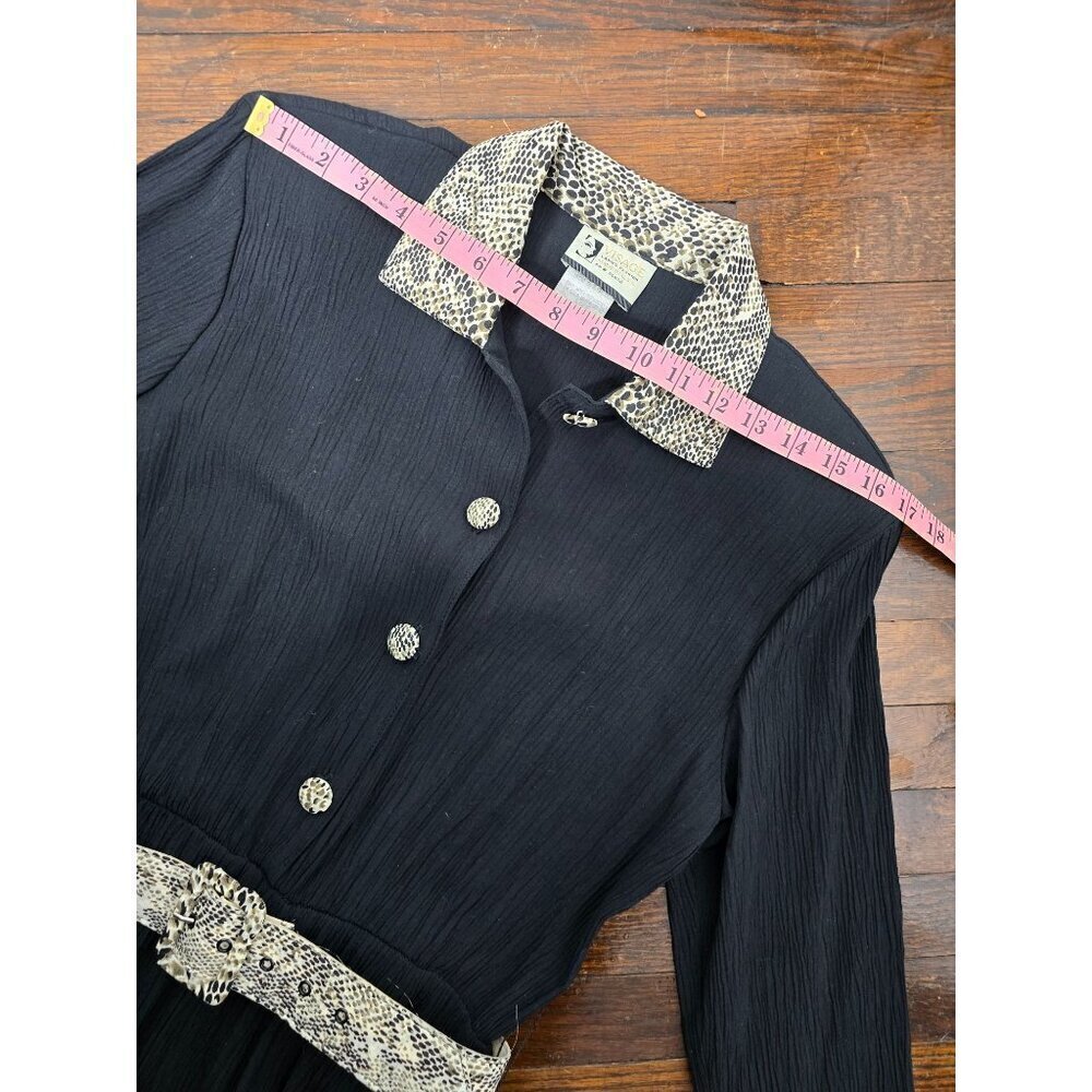 Vintage Black Python Belted Jumpsuit Playsuit Lon… - image 5